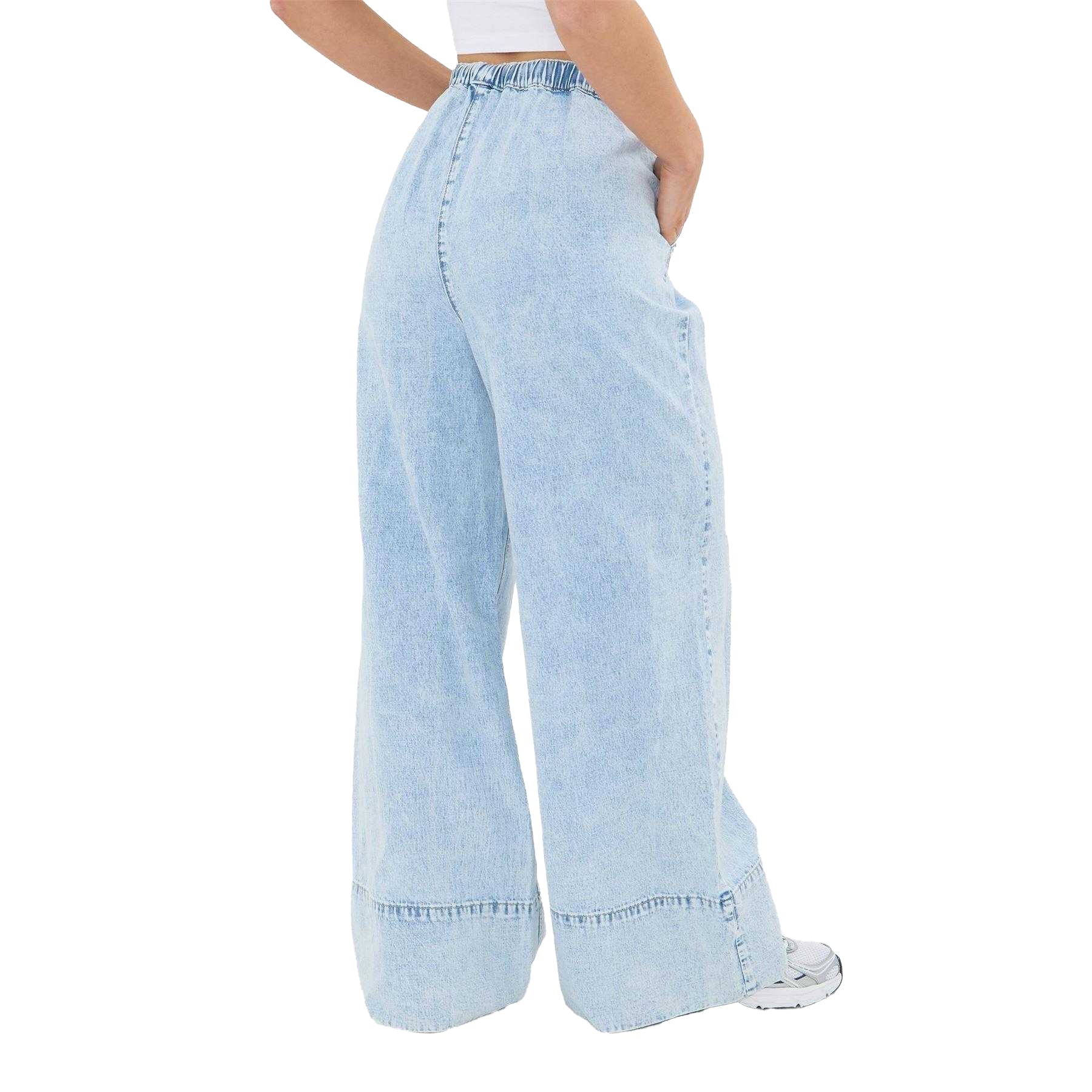 Light Wash - Back - I Saw It First Womens-Ladies Palazzo Relaxed Fit Joggers
