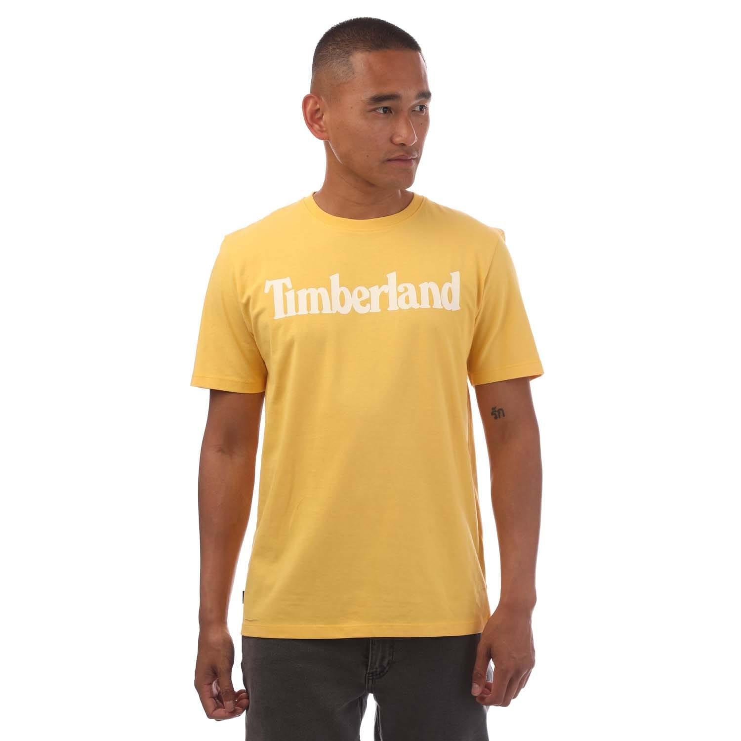 Yellow - Front - Timberland Mens Northwood Wordmark T-Shirt