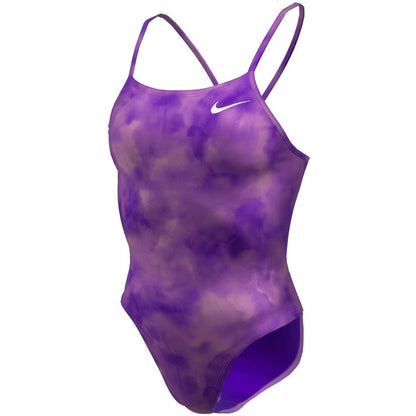 Purple - Side - Nike Womens-Ladies Tie Dye One Piece Swimsuit