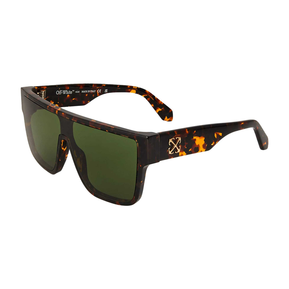 Havana-Green - Front - Off-White Womens-Ladies Square Tortoise Shell Sunglasses
