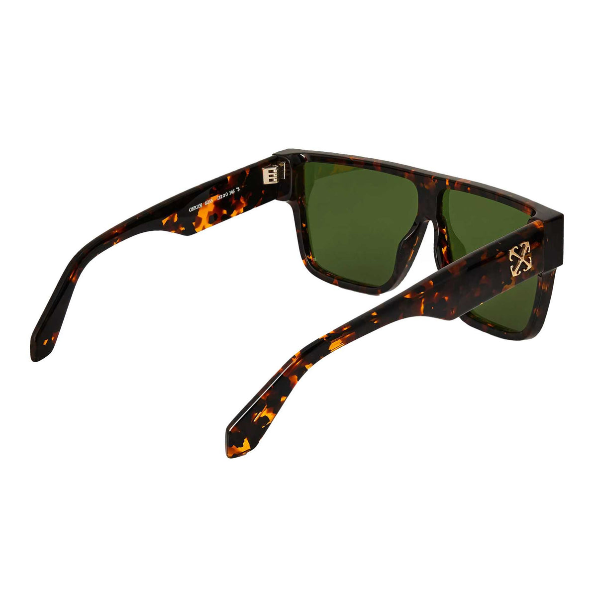 Havana-Green - Back - Off-White Womens-Ladies Square Tortoise Shell Sunglasses