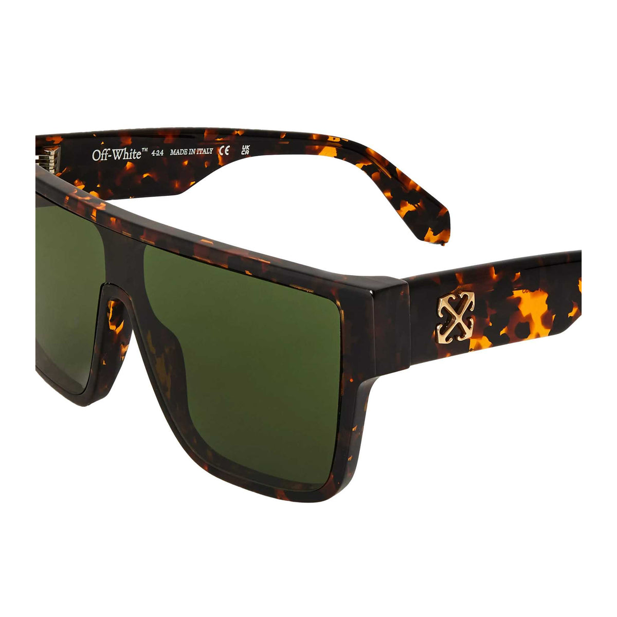 Havana-Green - Side - Off-White Womens-Ladies Square Tortoise Shell Sunglasses