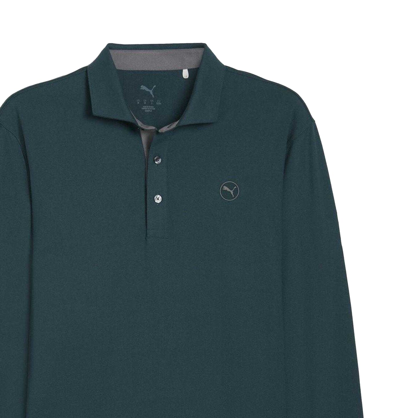 Green-Slate - Side - Puma Mens Cloudspun Midweight Long-Sleeved Polo Shirt