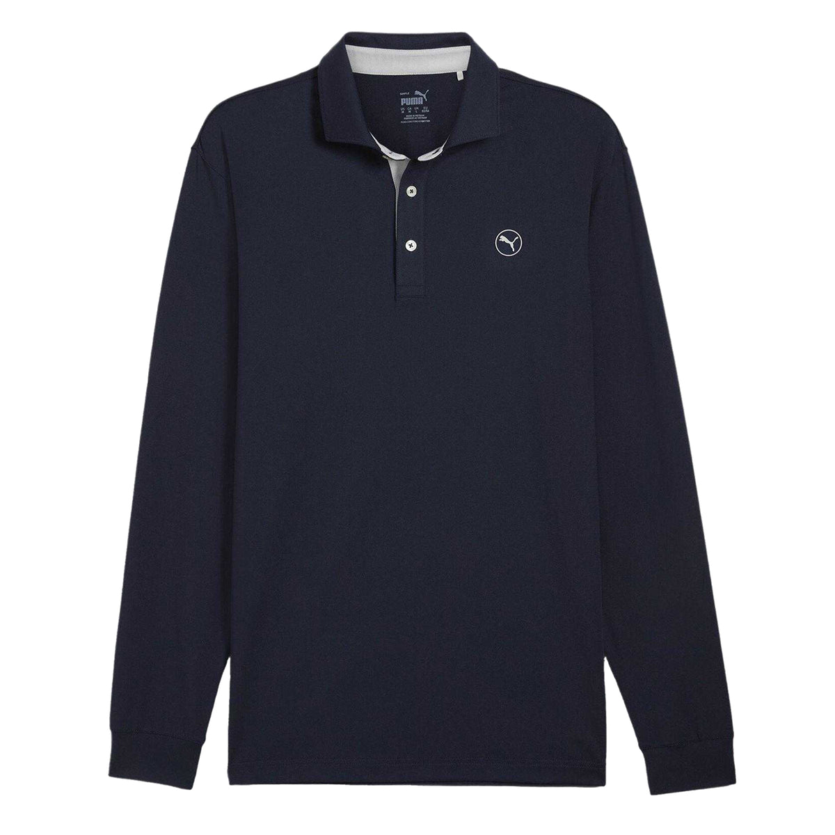 Navy-Ash Grey - Front - Puma Mens Cloudspun Midweight Long-Sleeved Polo Shirt