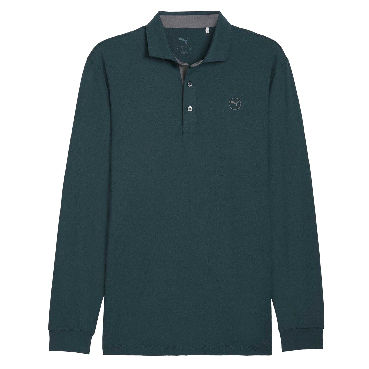 Green-Slate - Front - Puma Mens Cloudspun Midweight Long-Sleeved Polo Shirt