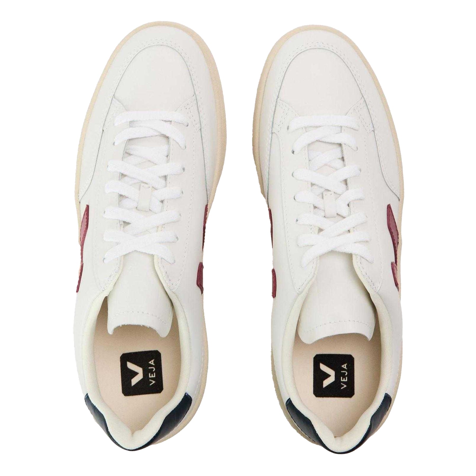 White - Side - Veja Mens V Leather Court Trainers