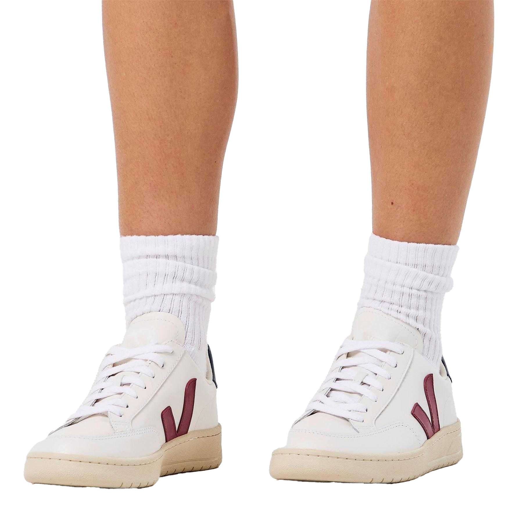 White - Pack Shot - Veja Mens V Leather Court Trainers