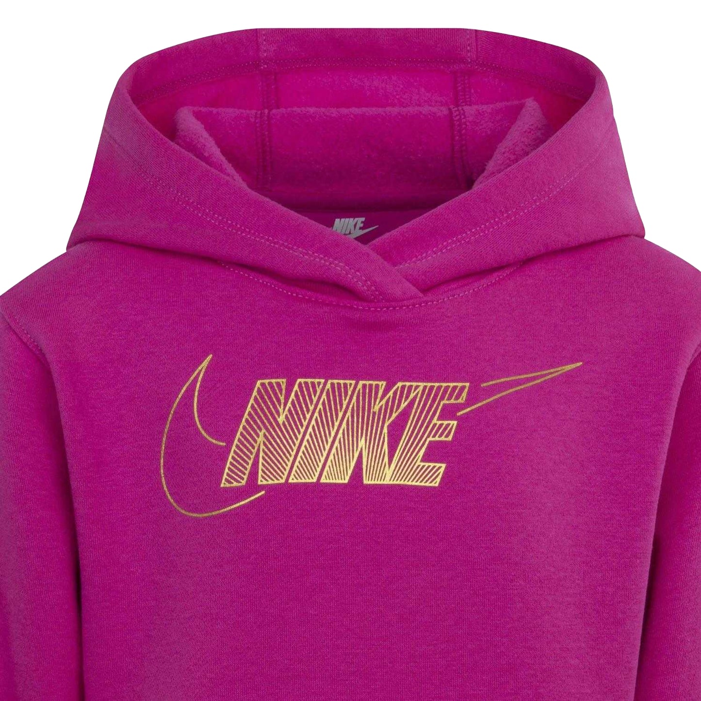Pink - Side - Nike Childrens-Kids Club Fleece Hoodie