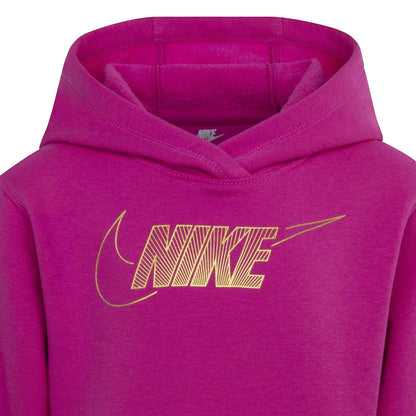 Pink - Side - Nike Childrens-Kids Club Fleece Hoodie