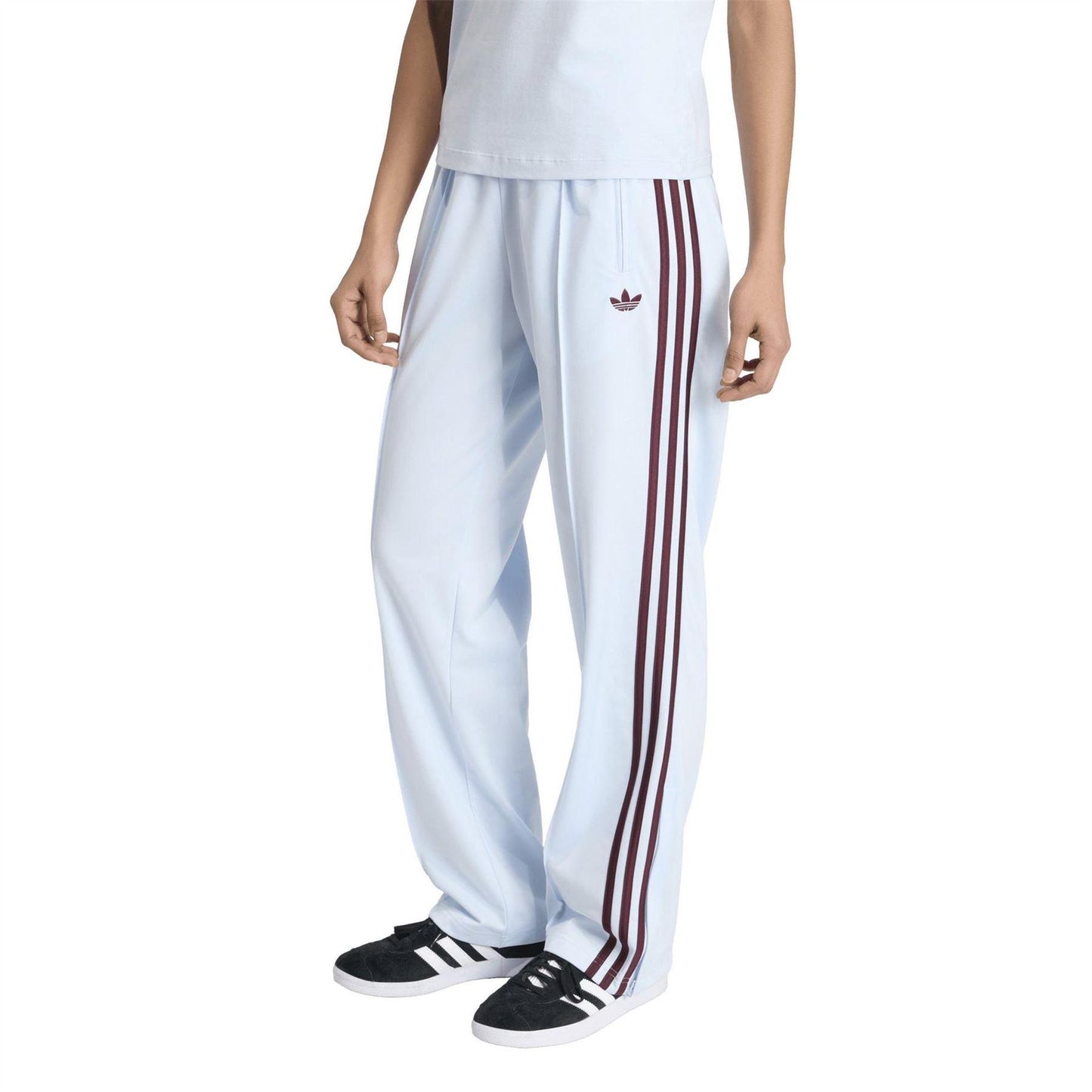 Maroon - Pack Shot - Adidas Womens-Ladies Firebird Open Hem Joggers