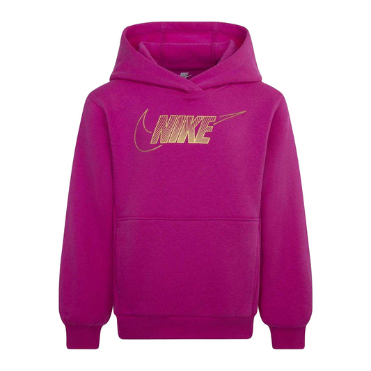 Pink - Front - Nike Childrens-Kids Club Fleece Hoodie
