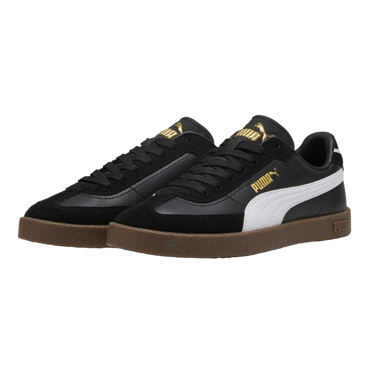 Black-White - Close up - Puma Childrens-Kids Club II Era Leather Trainers