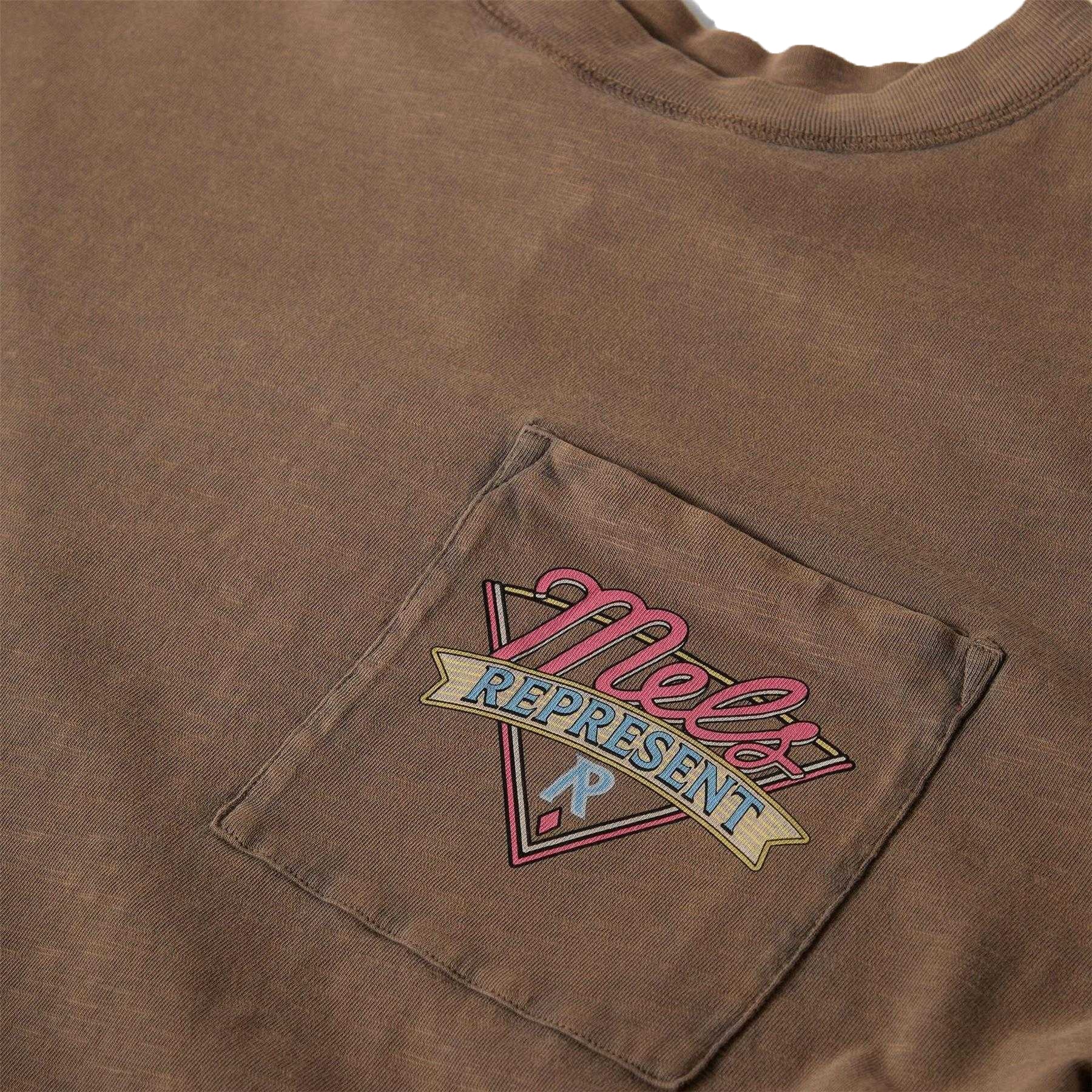 Dusty Brown - Side - Represent Mens Mel´s Diner Chest Pocket Oversized T-Shirt