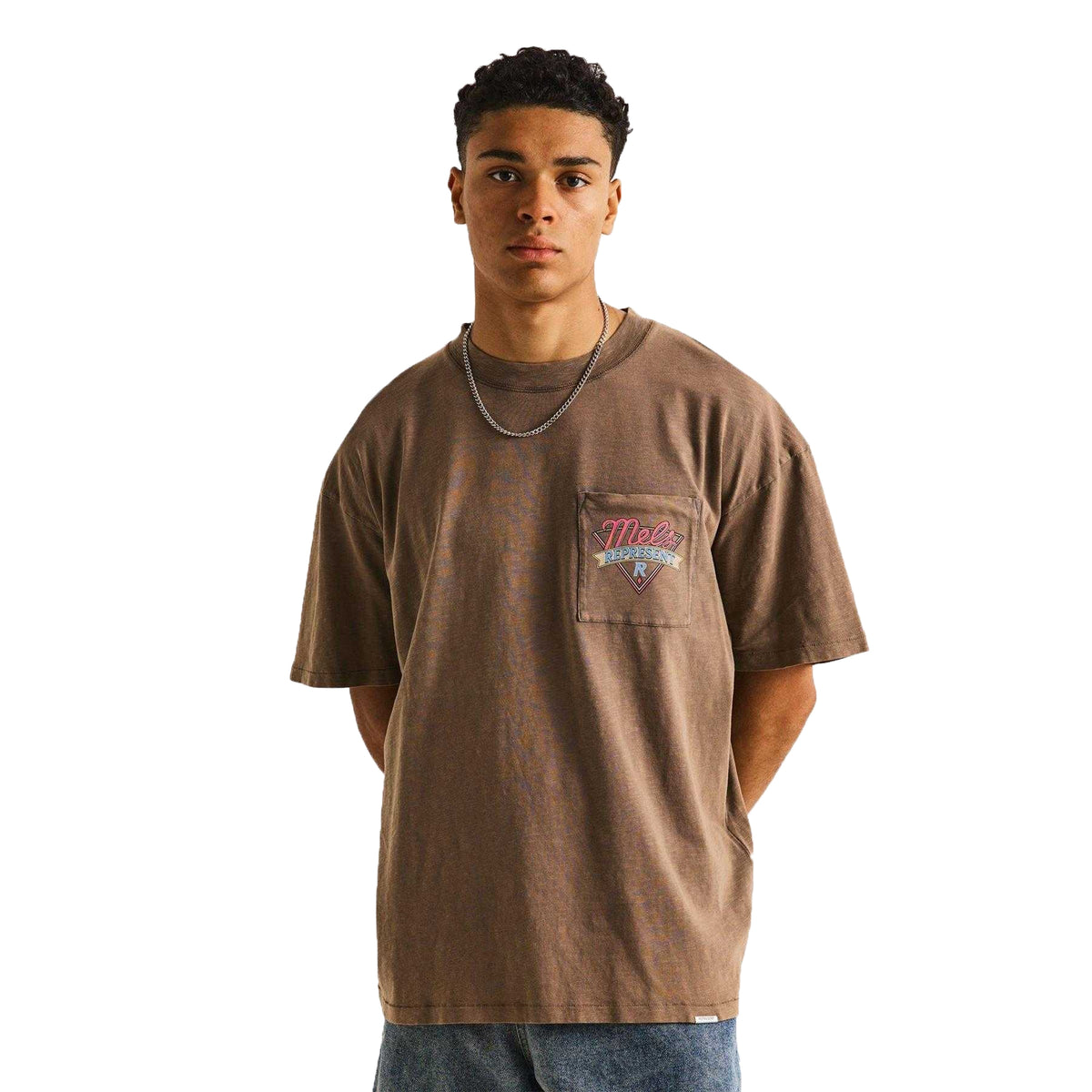 Dusty Brown - Lifestyle - Represent Mens Mel´s Diner Chest Pocket Oversized T-Shirt