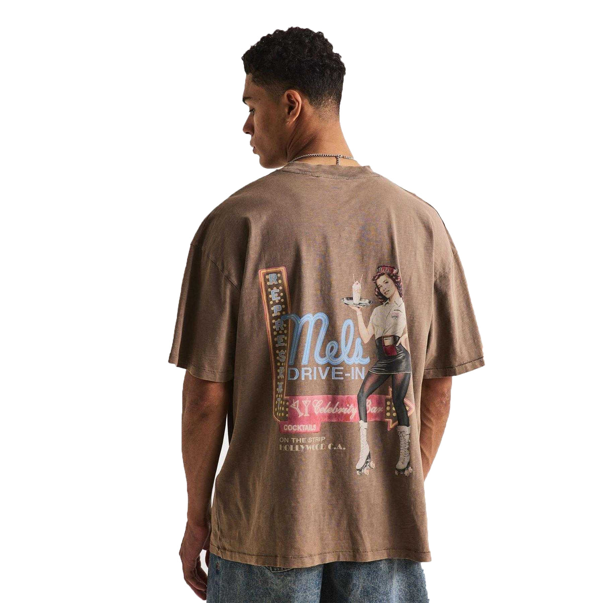 Dusty Brown - Pack Shot - Represent Mens Mel´s Diner Chest Pocket Oversized T-Shirt