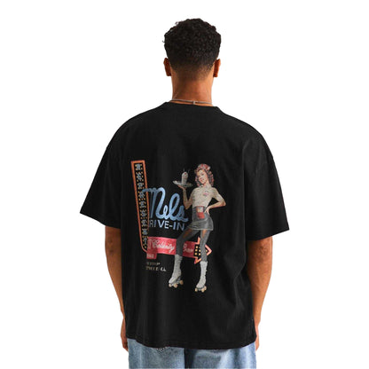 Jet Black - Pack Shot - Represent Mens Mel´s Diner Chest Pocket Oversized T-Shirt