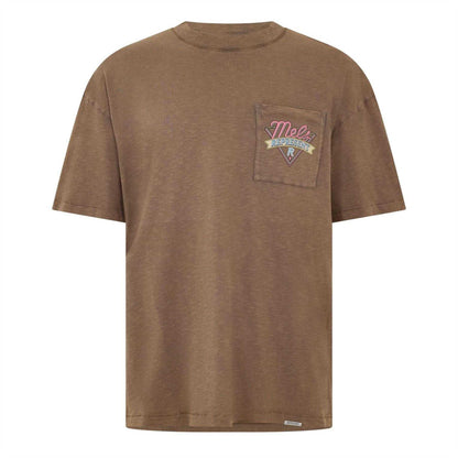 Dusty Brown - Front - Represent Mens Mel´s Diner Chest Pocket Oversized T-Shirt