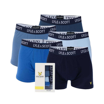 Denim - Front - Lyle & Scott Mens Miller Boxer Shorts (Pack of 5)