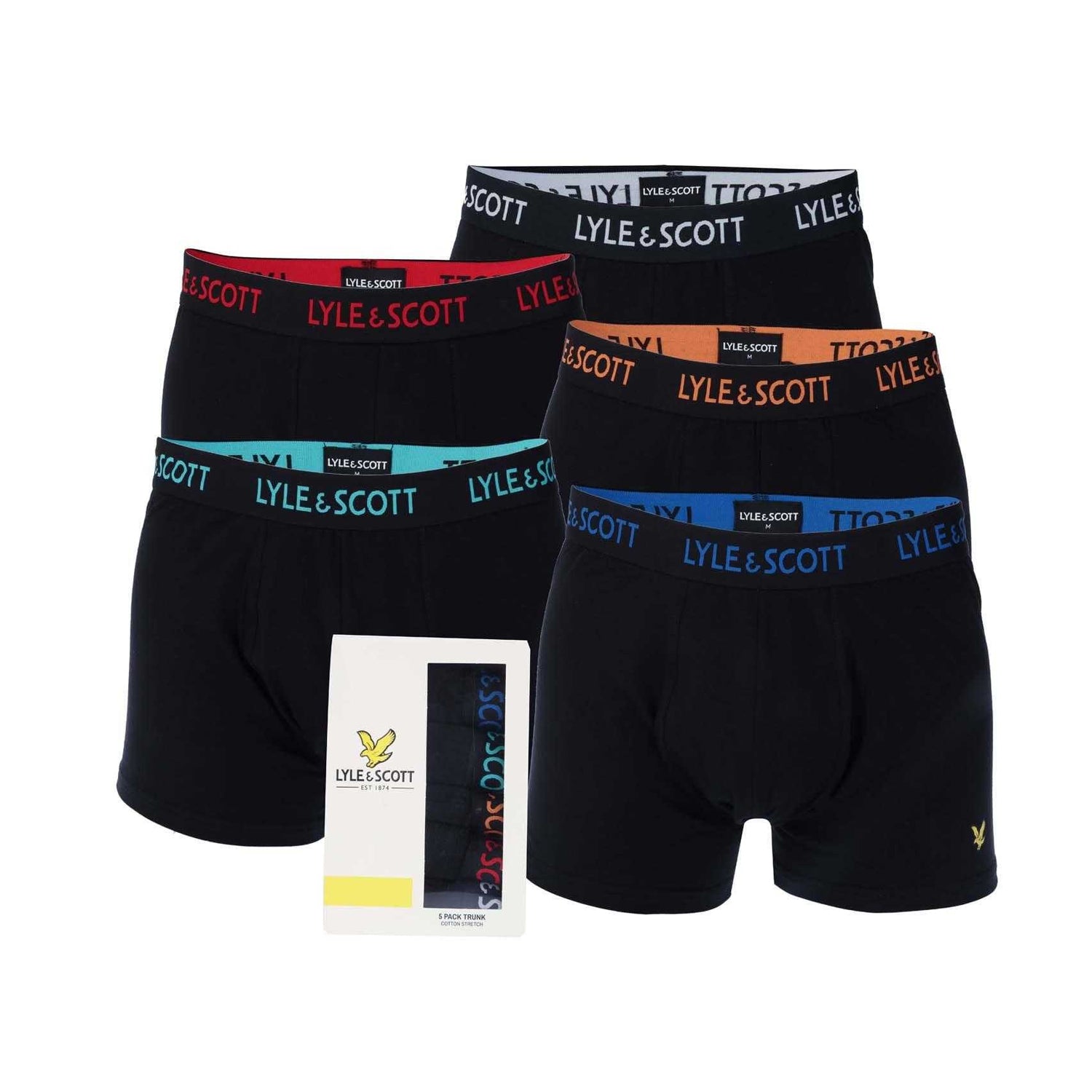 Black - Front - Lyle & Scott Mens Miller Boxer Shorts (Pack of 5)