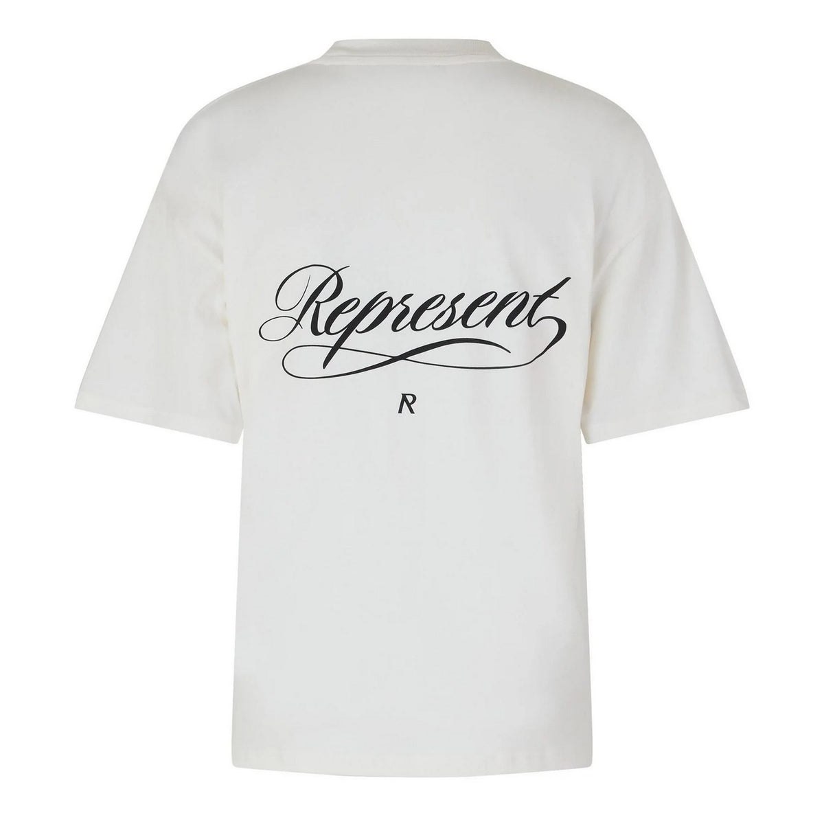 White - Back - Represent Mens Script Graphic Logo Slub Oversized T-Shirt