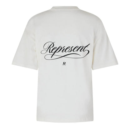 White - Back - Represent Mens Script Graphic Logo Slub Oversized T-Shirt