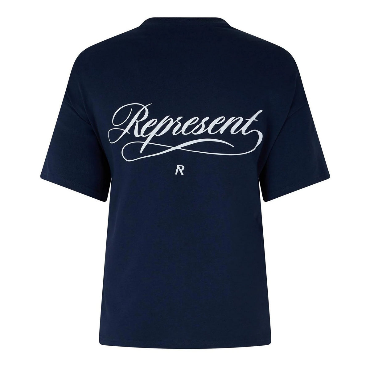 Navy - Back - Represent Mens Script Graphic Logo Slub Oversized T-Shirt