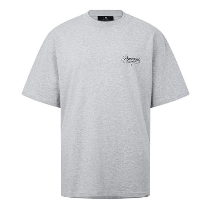 Ash Grey - Front - Represent Mens Script Graphic Logo Slub Oversized T-Shirt