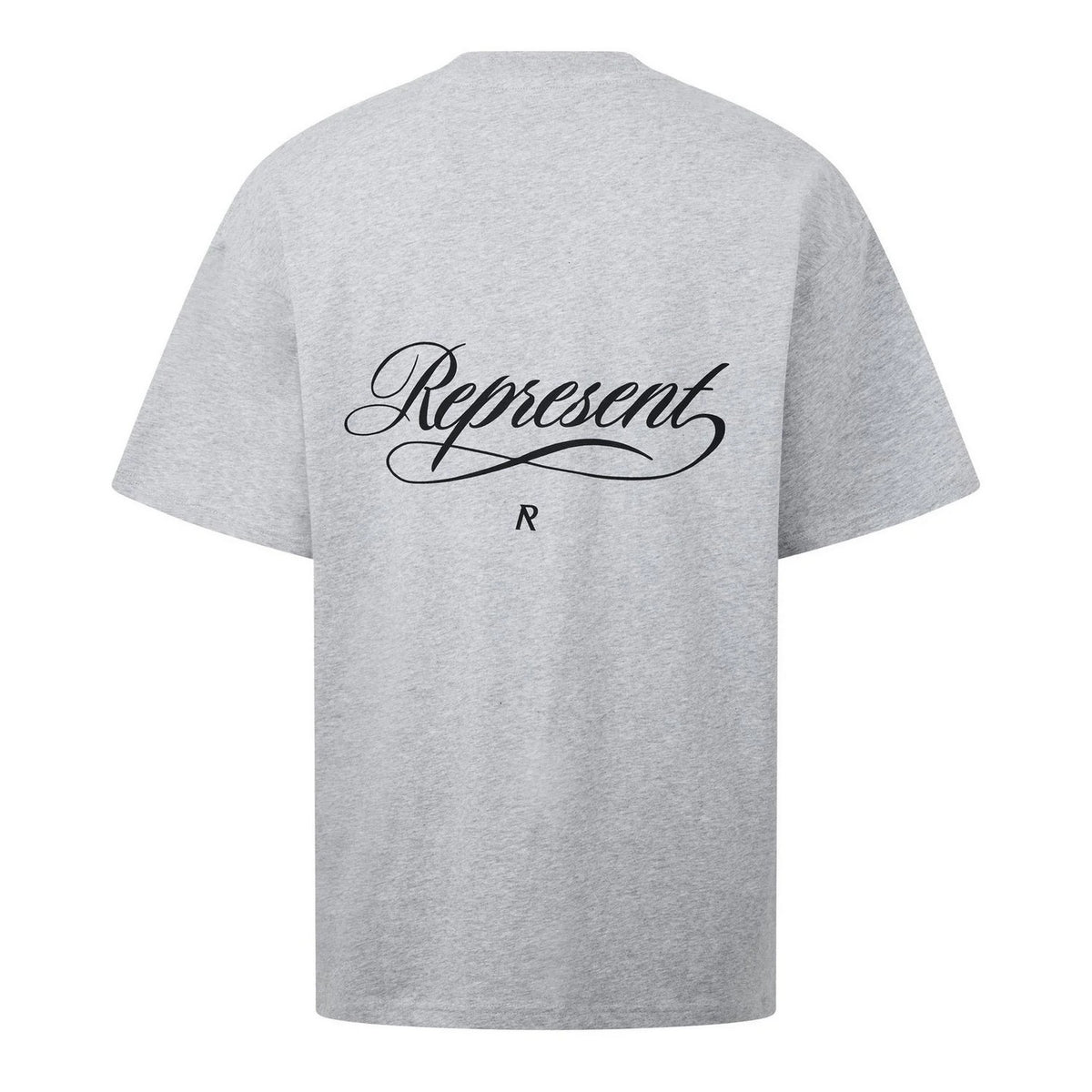 Ash Grey - Back - Represent Mens Script Graphic Logo Slub Oversized T-Shirt