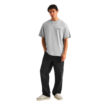 Ash Grey - Pack Shot - Represent Mens Script Graphic Logo Slub Oversized T-Shirt
