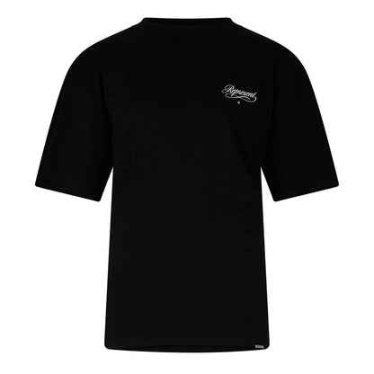 Black - Front - Represent Mens Script Graphic Logo Slub Oversized T-Shirt