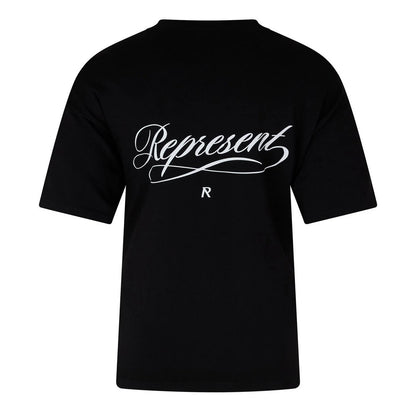 Black - Back - Represent Mens Script Graphic Logo Slub Oversized T-Shirt