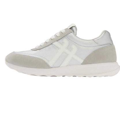 Silver - Back - Fit Flop Womens-Ladies Suede Low Cut Trainers