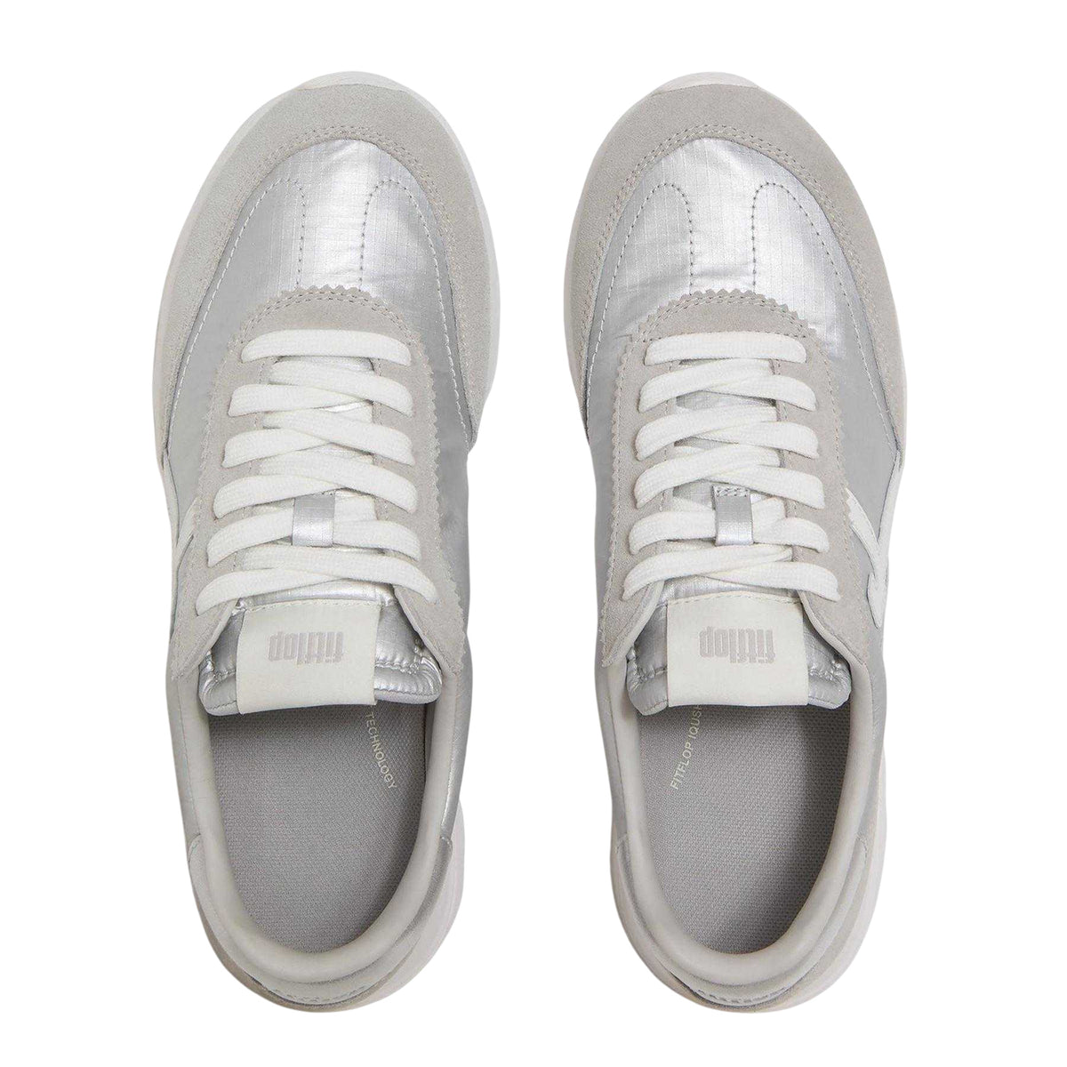 Silver - Side - Fit Flop Womens-Ladies Suede Low Cut Trainers
