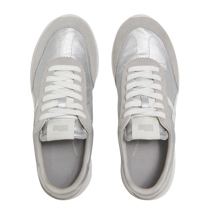 Silver - Side - Fit Flop Womens-Ladies Suede Low Cut Trainers