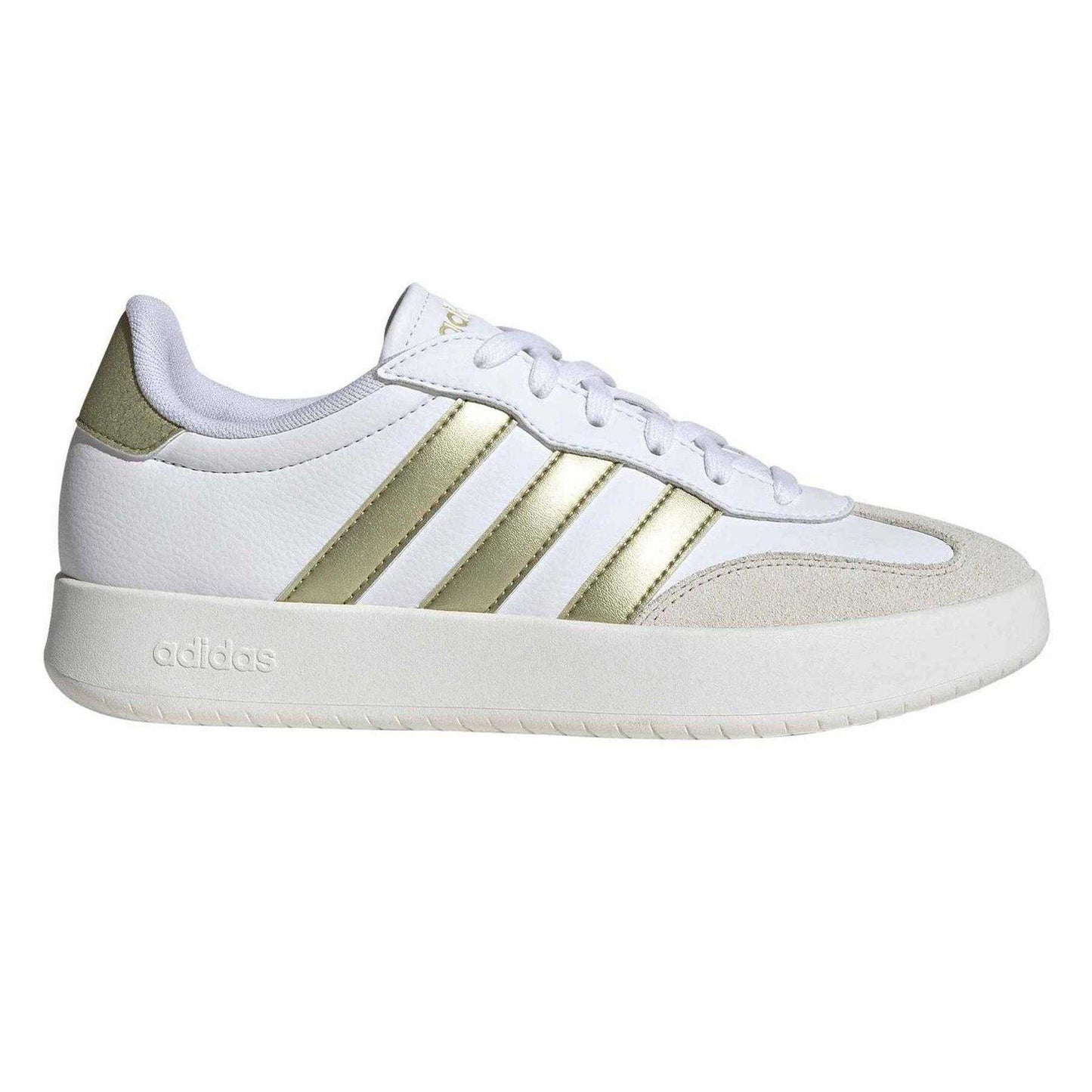 White-Gold - Front - Adidas Mens Barreda 3 Stripes Low Platform Trainers