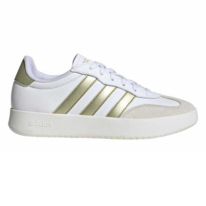 White-Gold - Front - Adidas Mens Barreda 3 Stripes Low Platform Trainers