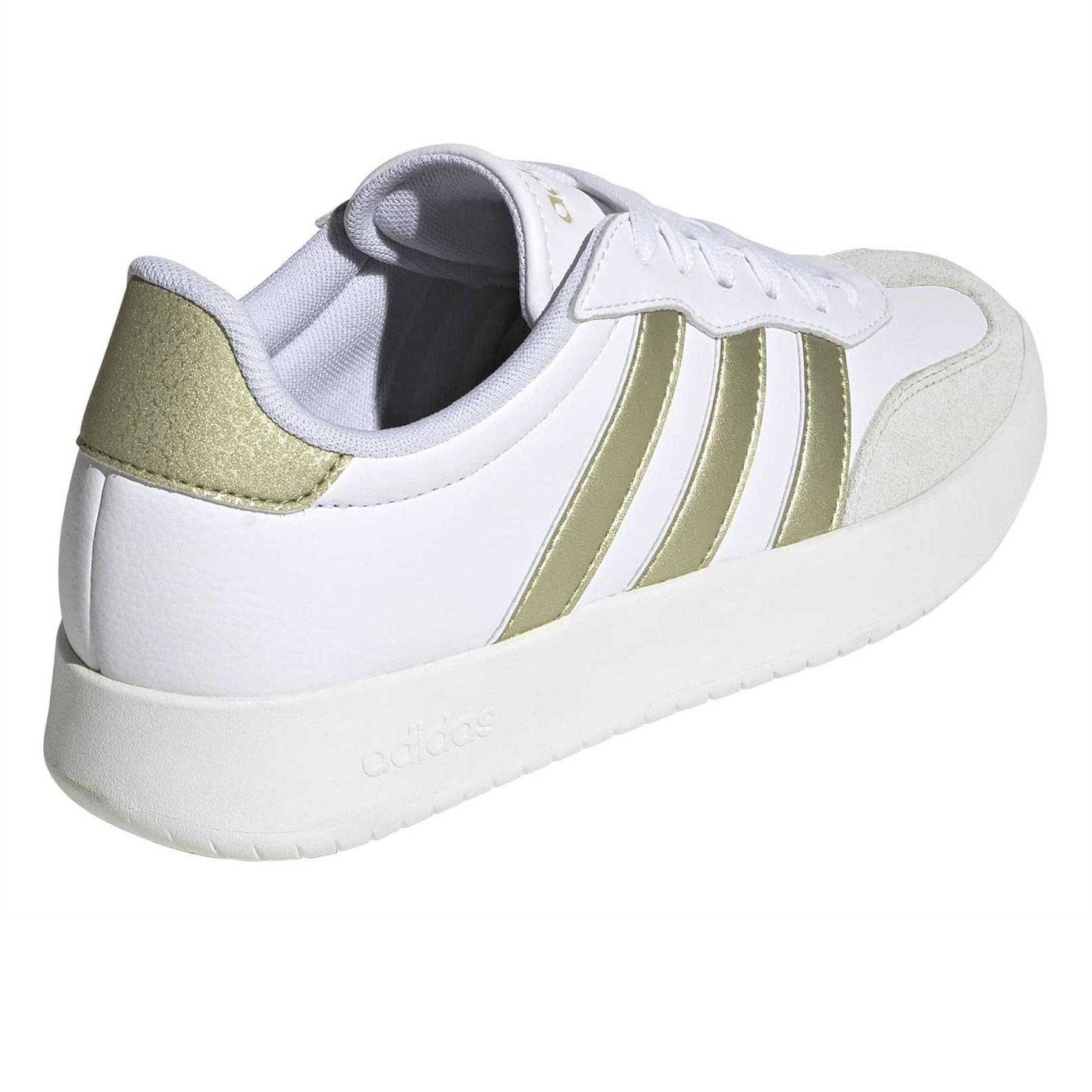 White-Gold - Back - Adidas Mens Barreda 3 Stripes Low Platform Trainers