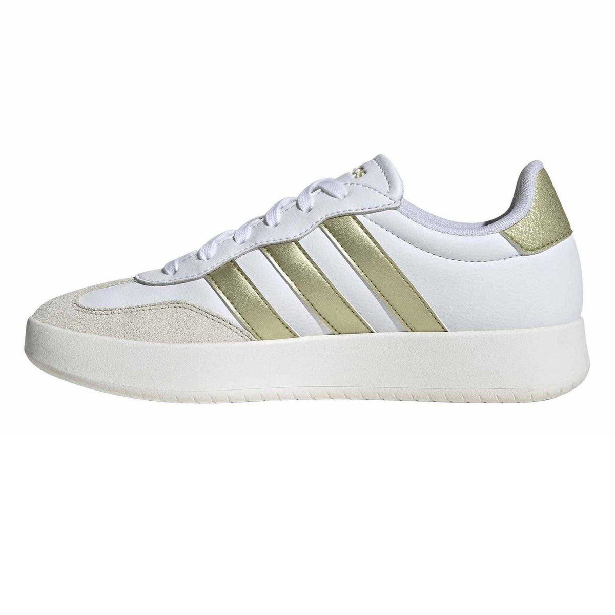 White-Gold - Side - Adidas Mens Barreda 3 Stripes Low Platform Trainers