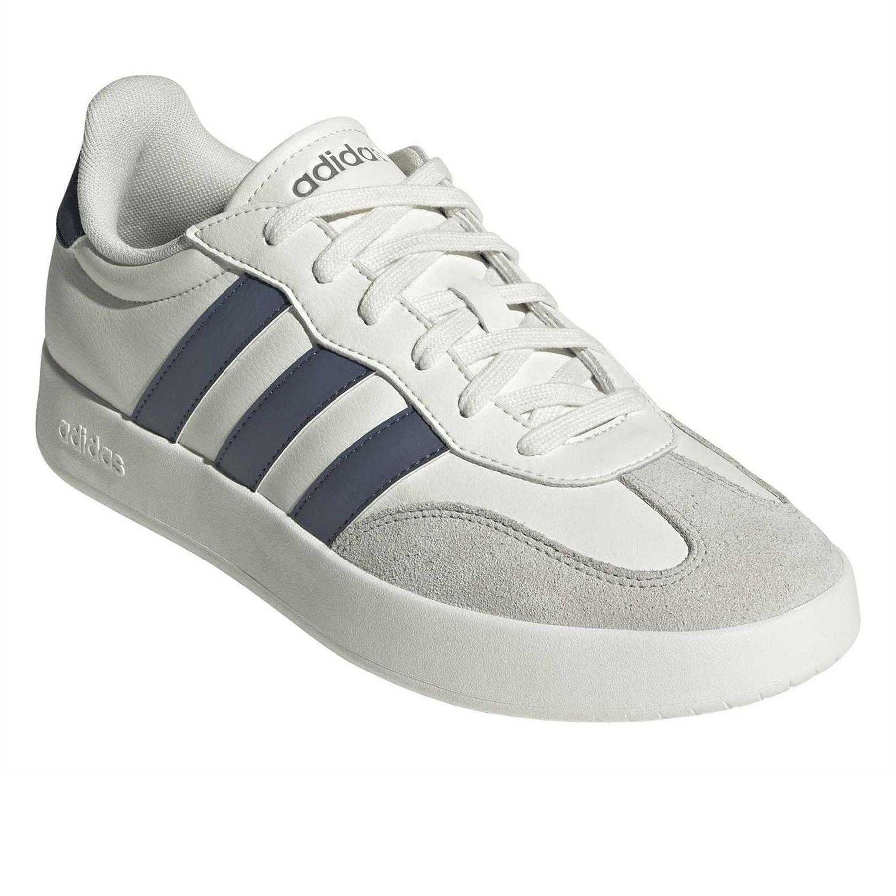 Off White - Pack Shot - Adidas Mens Barreda 3 Stripes Low Platform Trainers