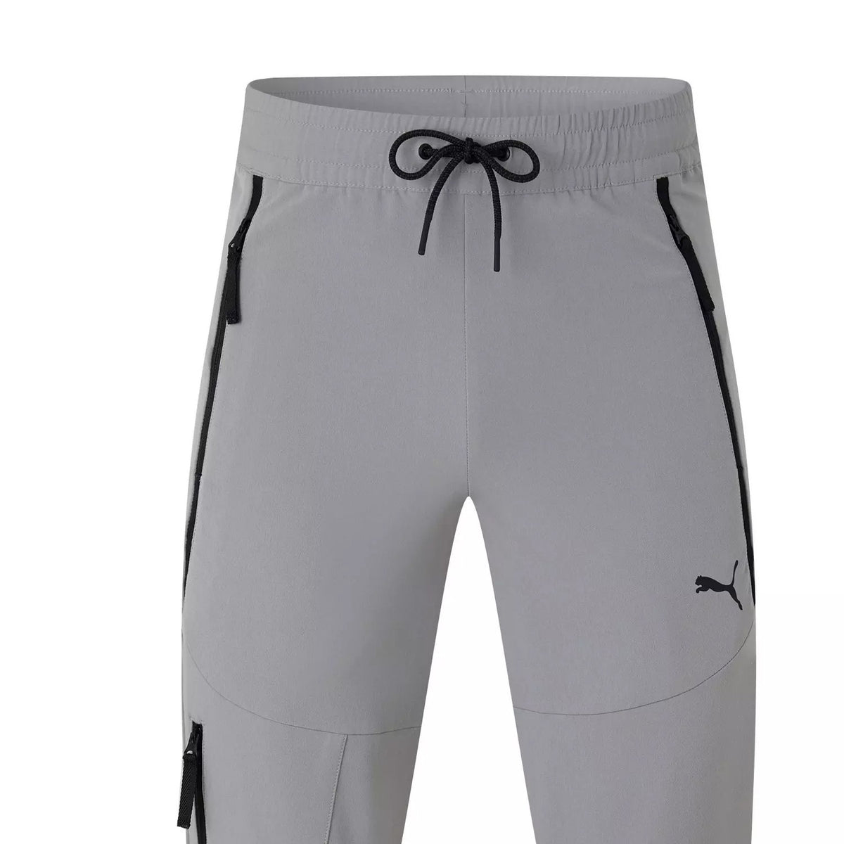 Grey - Side - Puma Mens Zipped Joggers