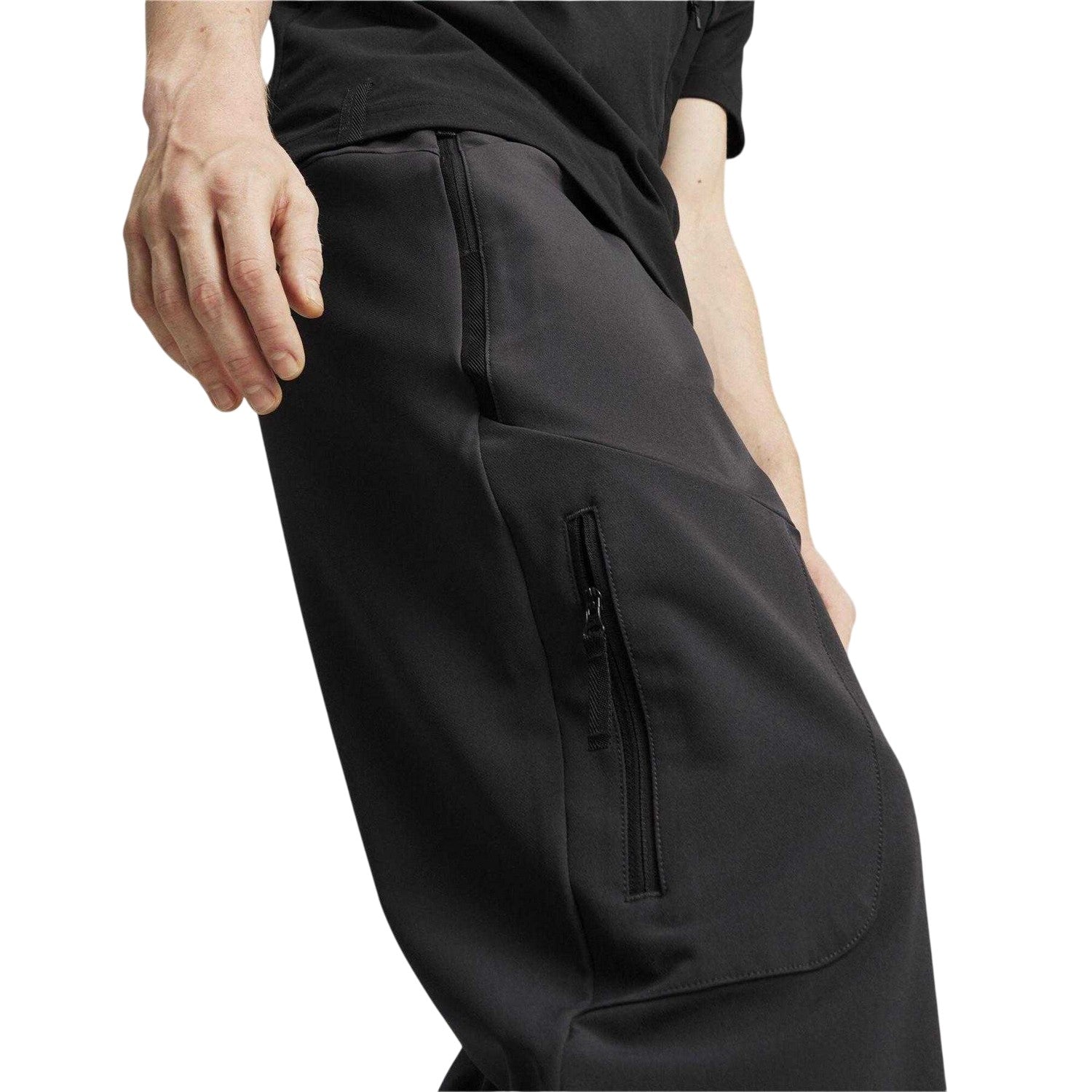 Puma Black - Side - Puma Mens Zipped Joggers