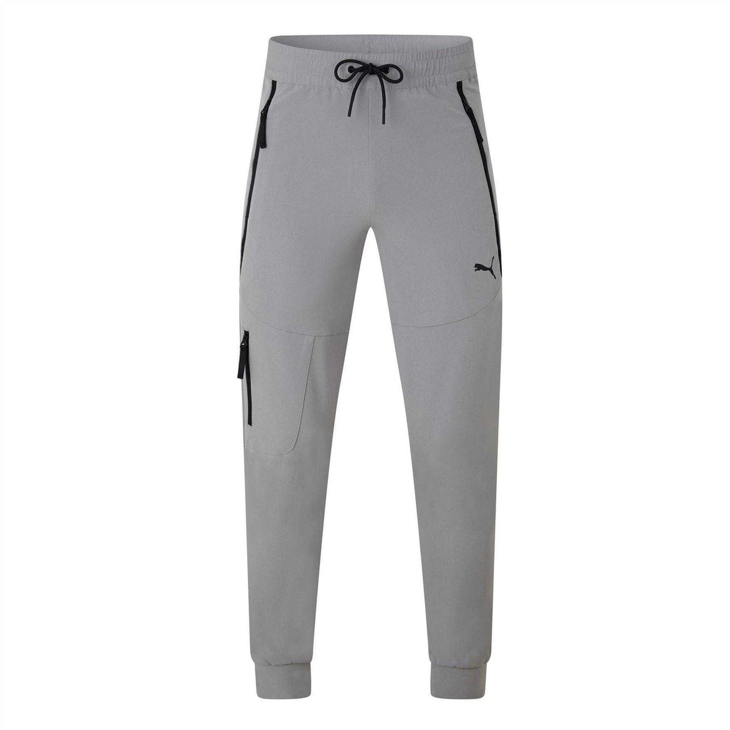 Grey - Front - Puma Mens Zipped Joggers