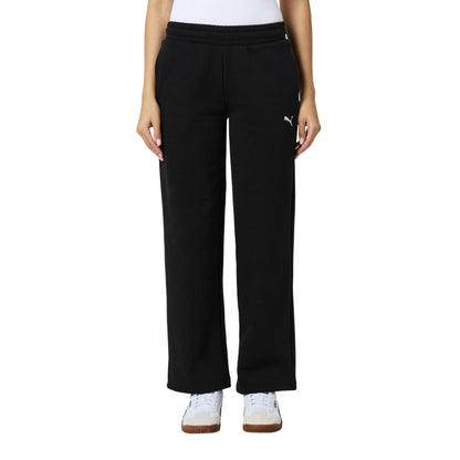 Black - Side - Puma Womens-Ladies Wide Leg Joggers