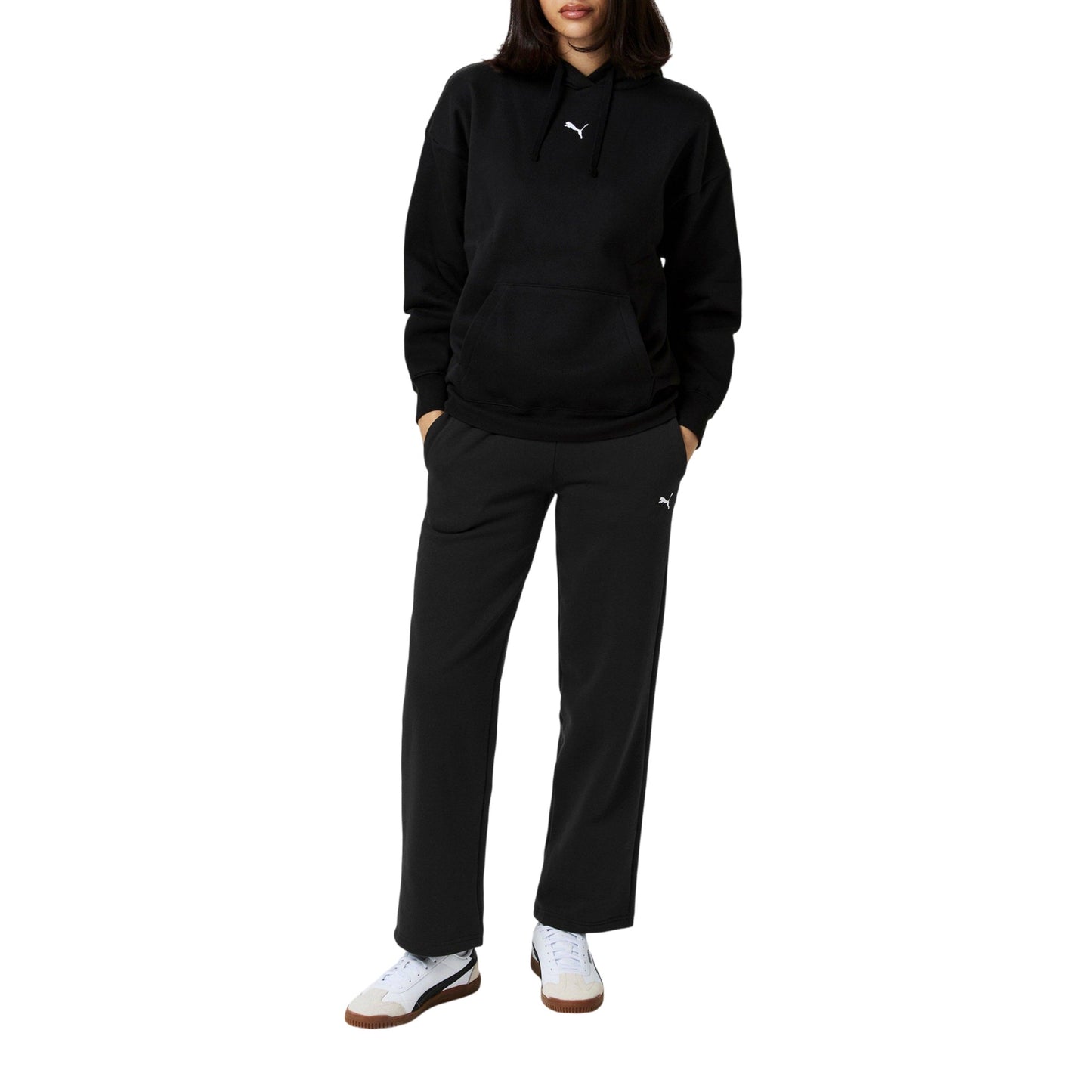 Black - Pack Shot - Puma Womens-Ladies Wide Leg Joggers