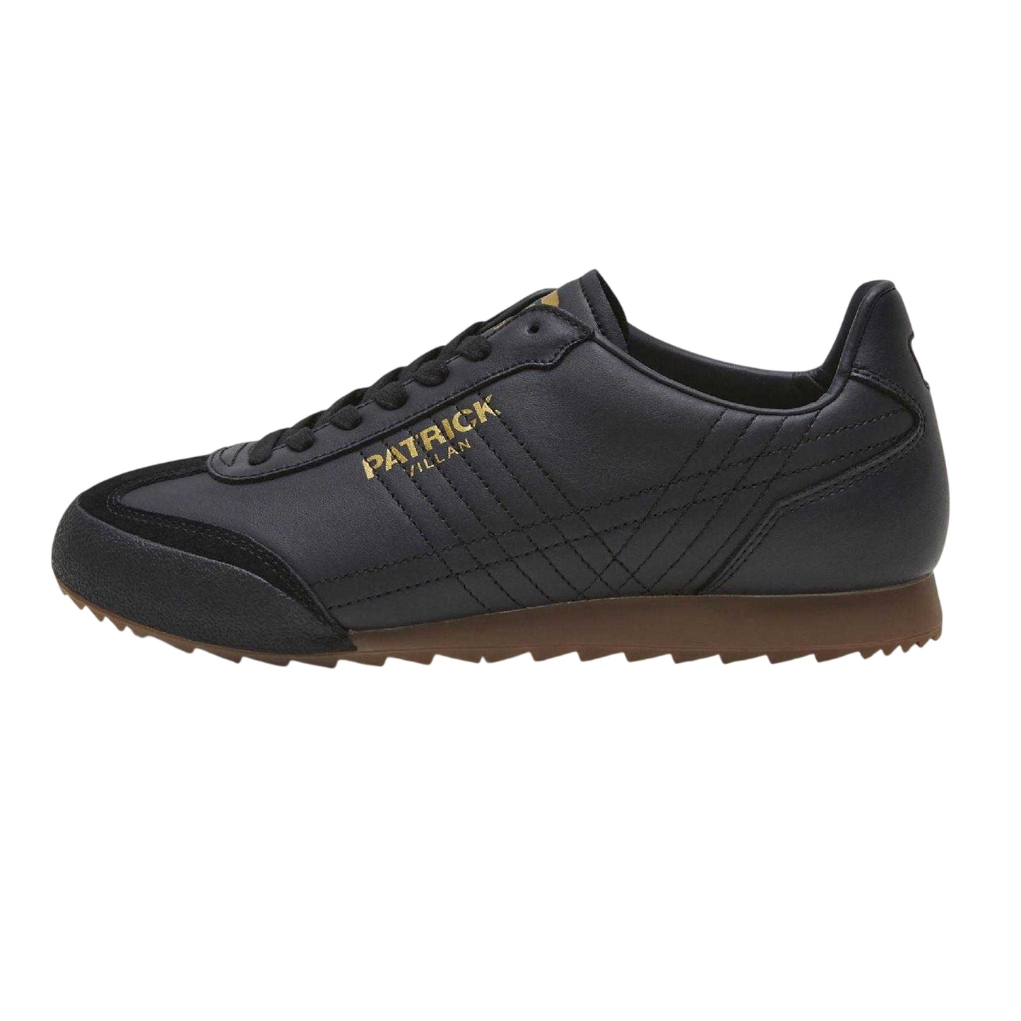 Black - Side - Patrick Mens Villan Leather Trainers