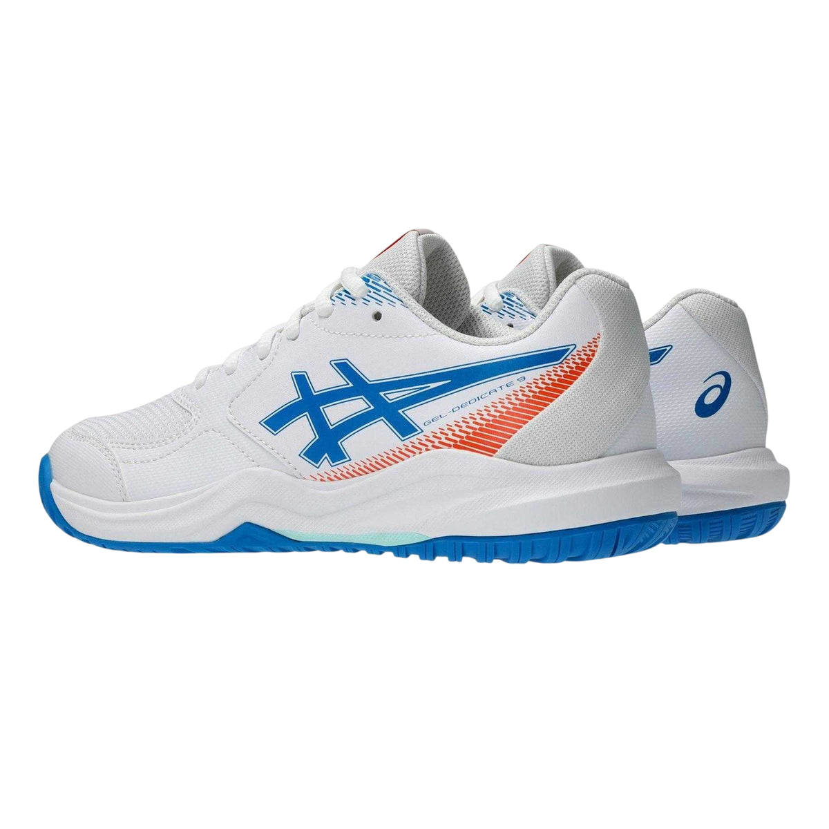 White-Blue - Back - Asics Childrens-Kids Dedicate 9 Tennis Shoes