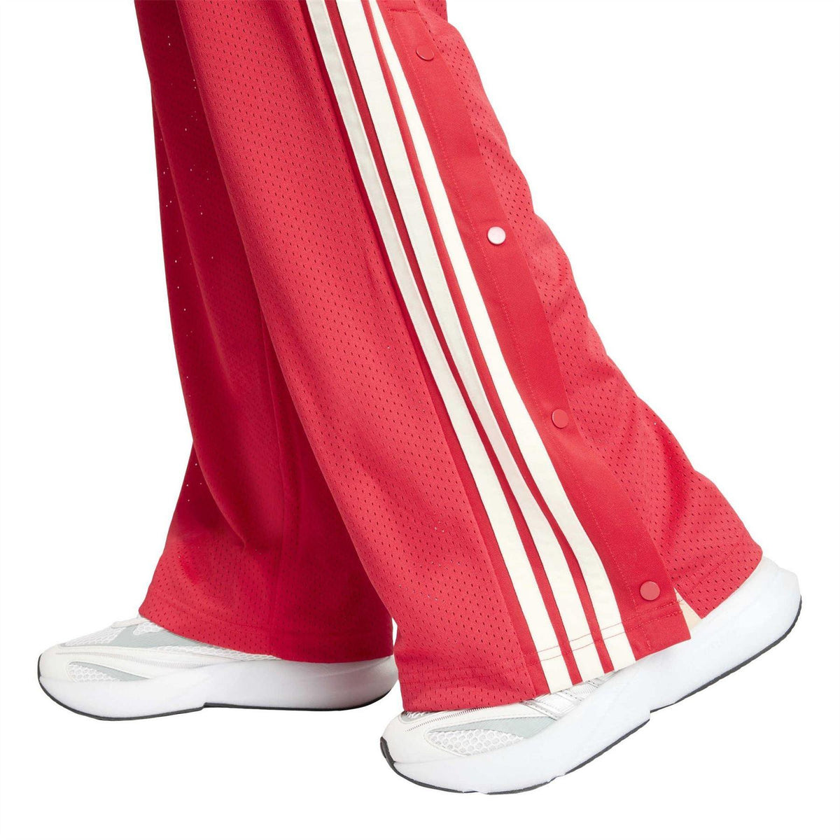 Ruby Red-White - Lifestyle - Adidas Womens-Ladies Open Hem Relaxed Fit Tracksuit Bottoms