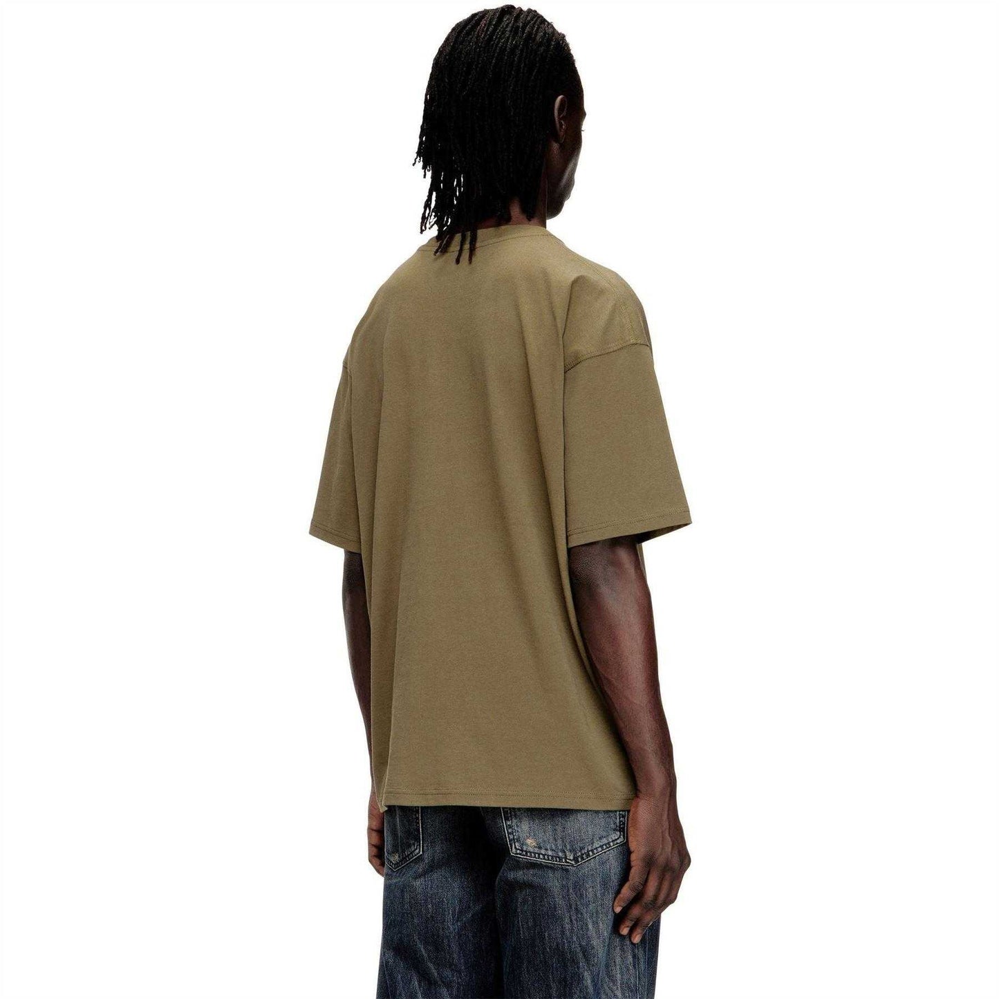 Green - Back - Diesel Mens T-Boxt Bleached Logo Oversized T-Shirt