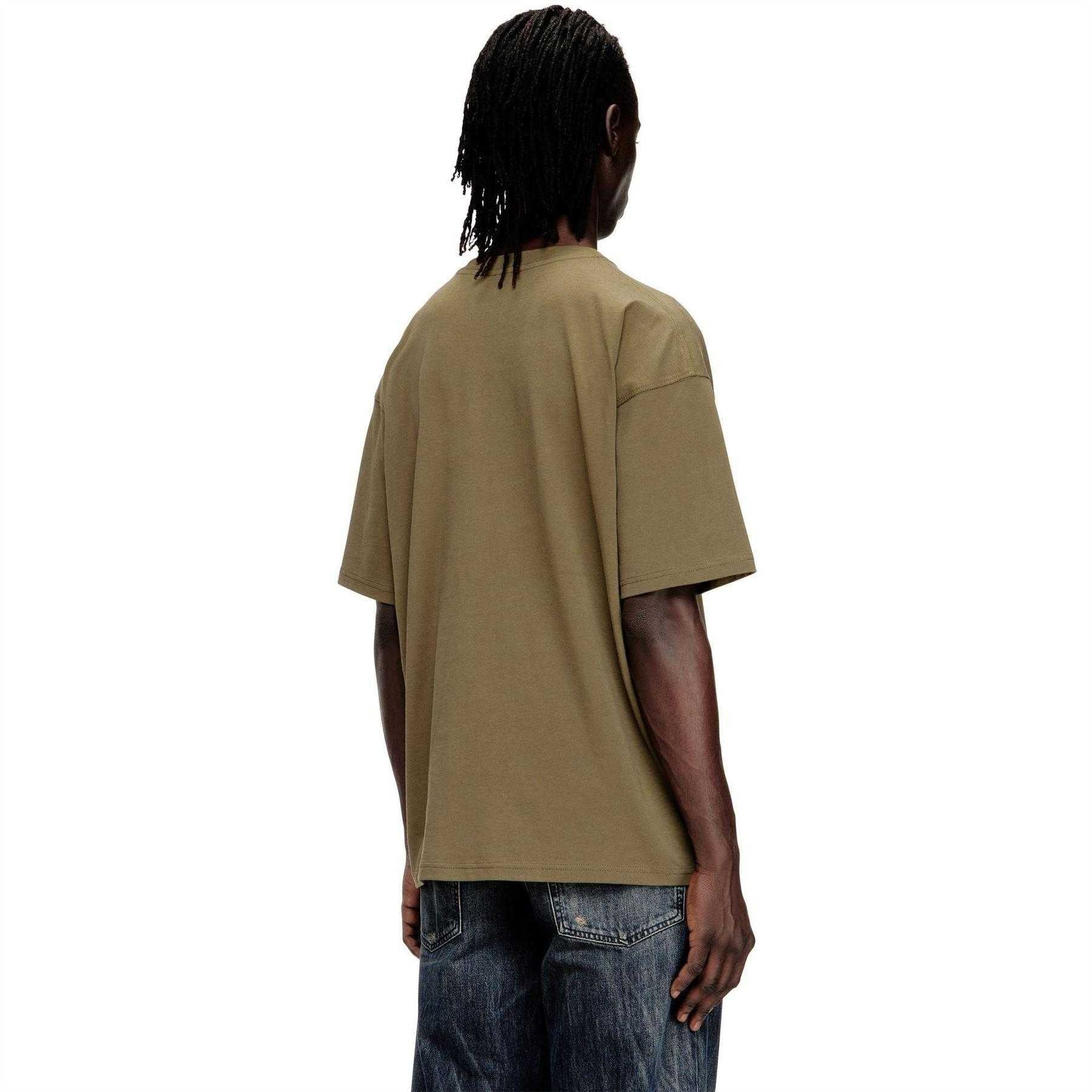 Green - Back - Diesel Mens T-Boxt Bleached Logo Oversized T-Shirt