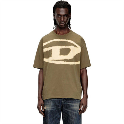 Green - Side - Diesel Mens T-Boxt Bleached Logo Oversized T-Shirt